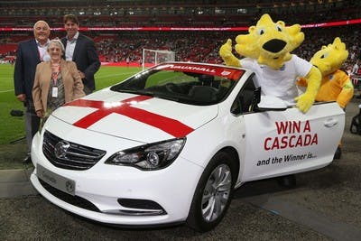 England legend presents lucky Three Lions fan with Vauxhall Cascada