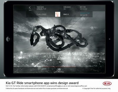 Kia GT RIDE smartphone app wins design award